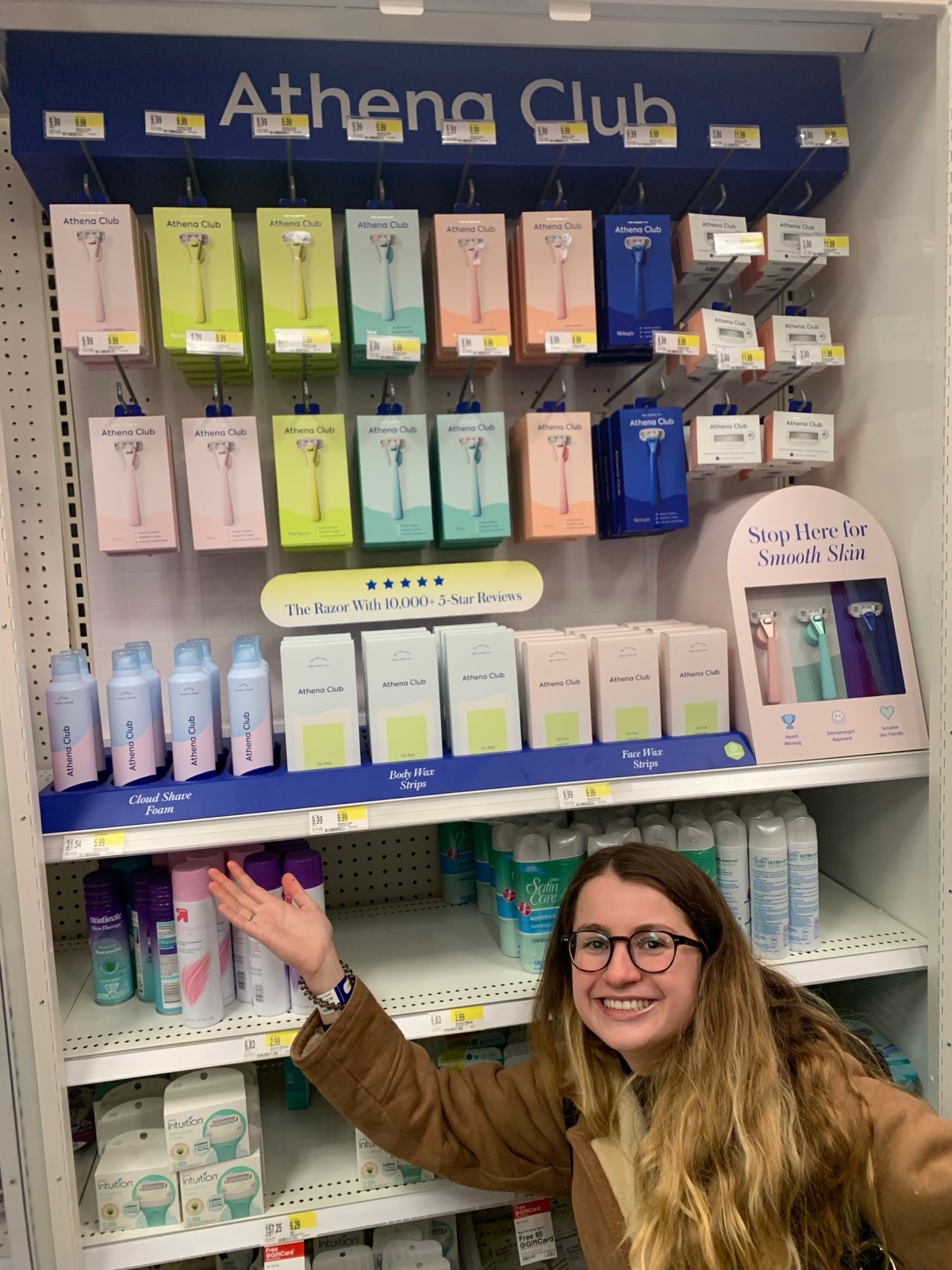 Alexa beside an Athena Club display in a store